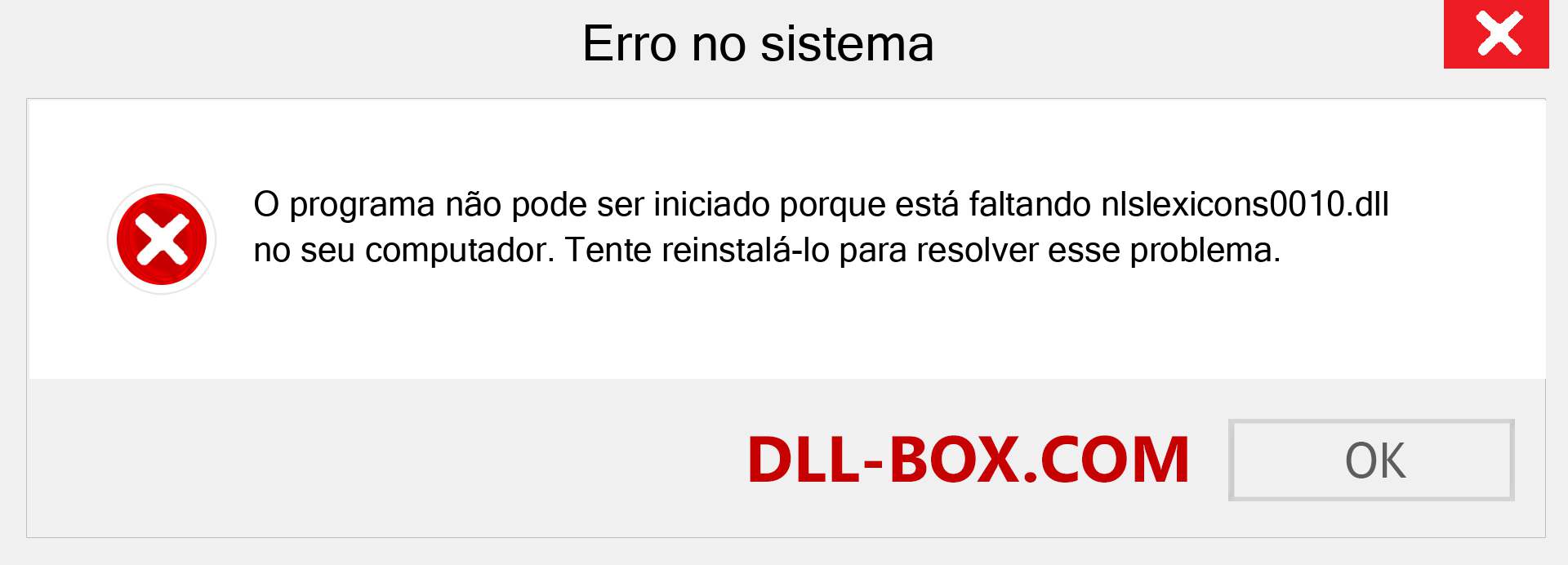 Arquivo nlslexicons0010.dll ausente ?. Download para Windows 7, 8, 10 - Correção de erro ausente nlslexicons0010 dll no Windows, fotos, imagens